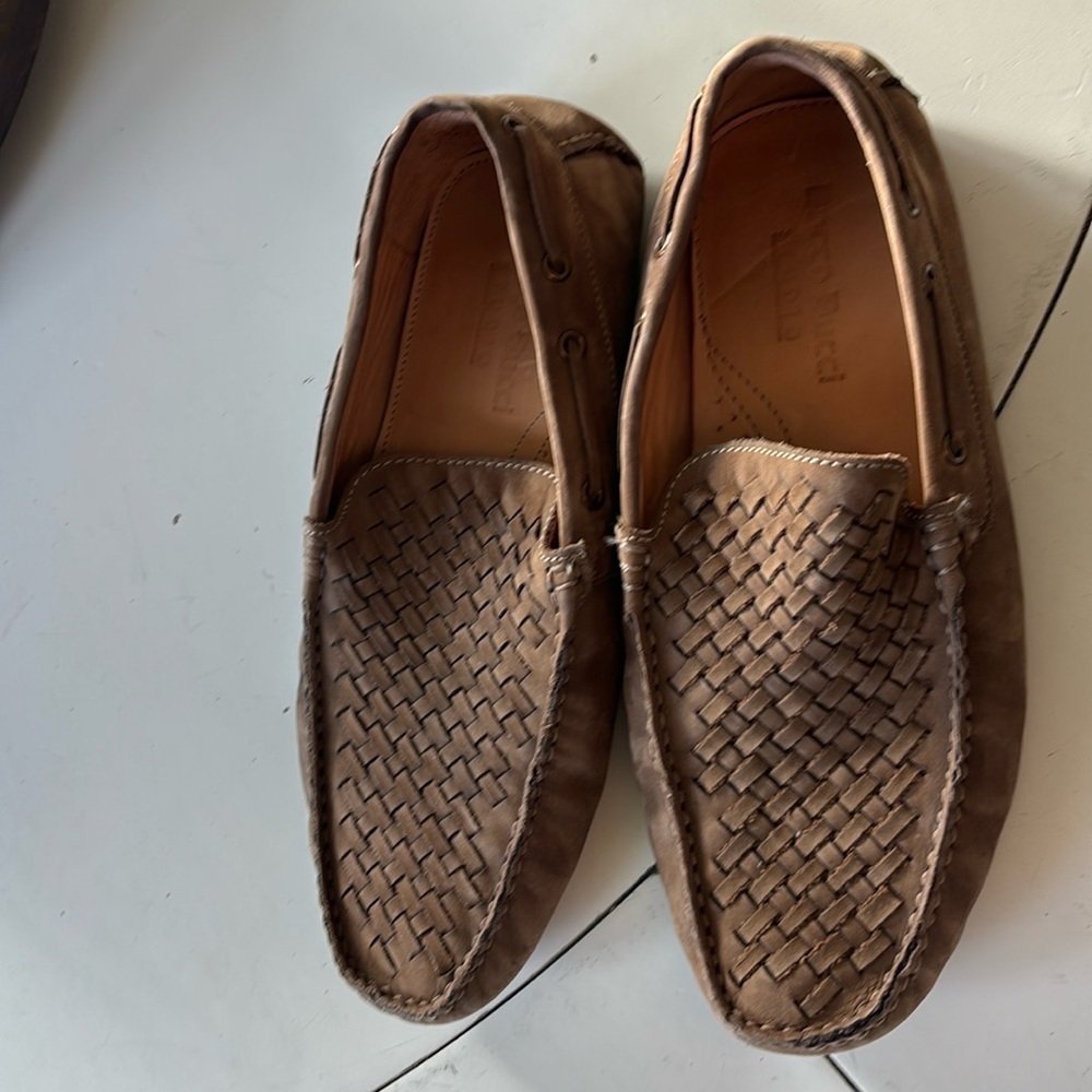 🌸Bacco Bucci Brown Slip-On Loafers with Woven Leather Design